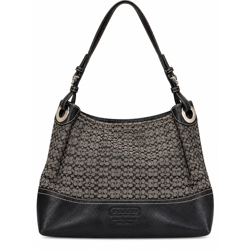 Coach Signature Jacquard Ergo Hobo Bag Black 2007